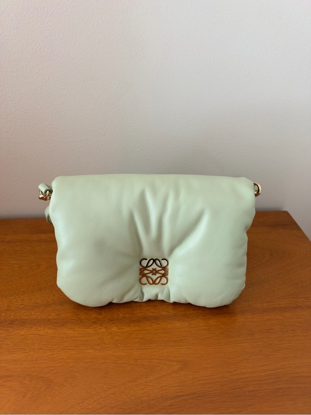 Loewe Mint Green Puzzle Cloud Shoulder Bag with Gold Hardware